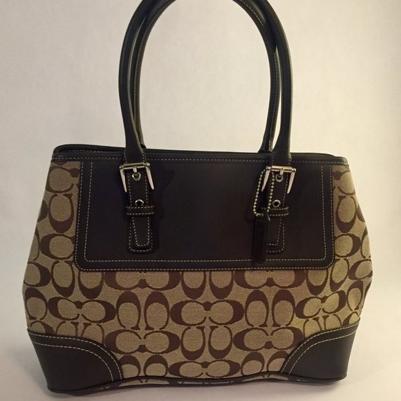 Coach Signature Satchel Handbag Brown - Picture 2 of 9